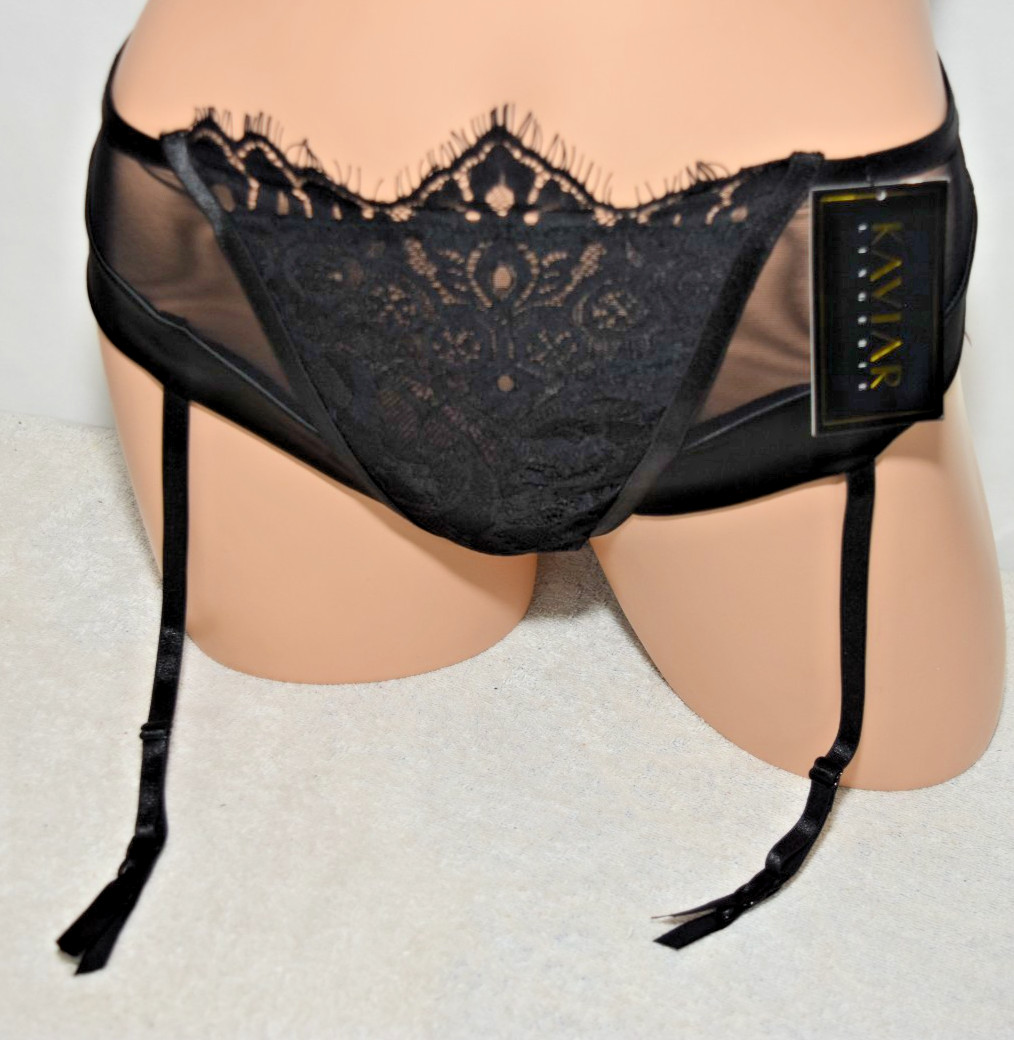 NWT Kaviar Lingerie Thong with Soft Satin Leg Lines Attached Garters Size M