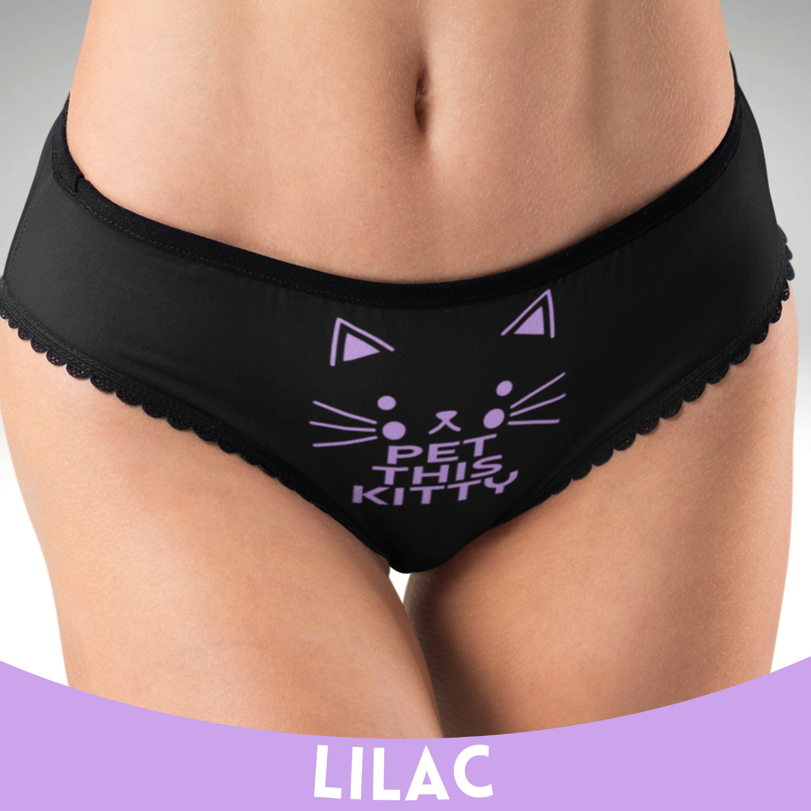 Pet This Kitty Hipster Panties Cute Cat Graphic Flirty Cotton Underwear