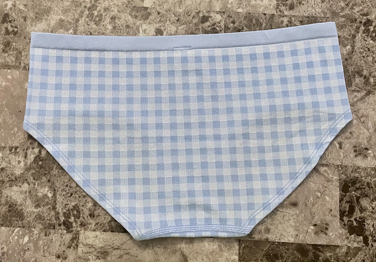 NWT VICTORIA’S SECRET PINK BLUE GINGHAM PLAID STRETCH SEAMLESS HIPHUGGER PANTIES