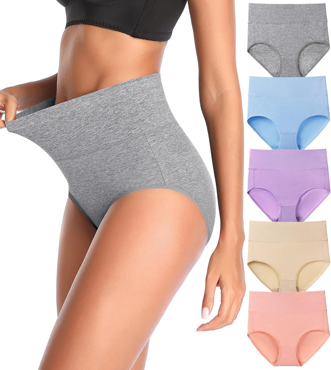Women’s High Waist Cotton Underwear Stretch Briefs Soft Comfy Ladies Panties