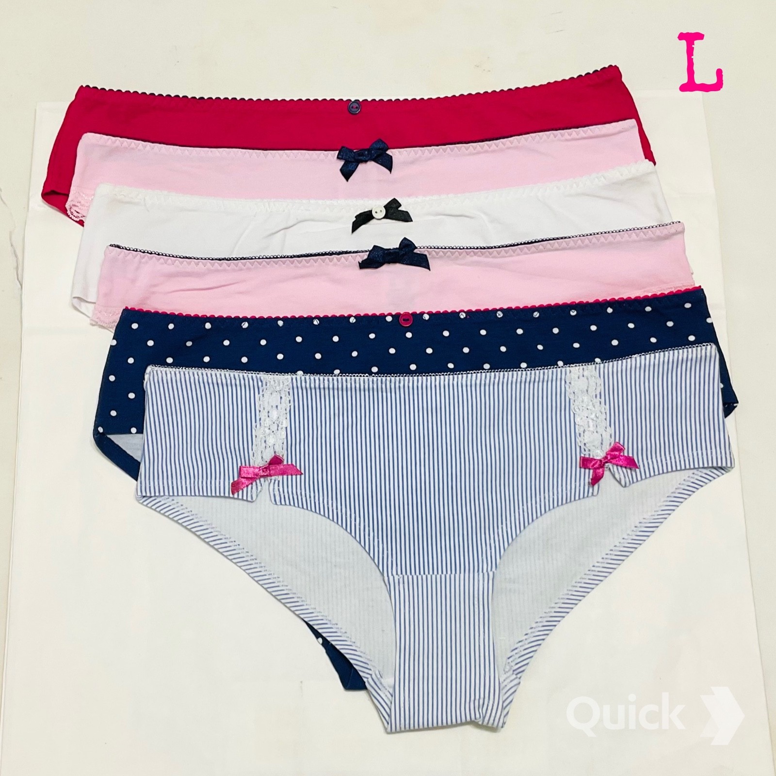 L – New Next Cotton Low-Rise Panties – Pack of 6