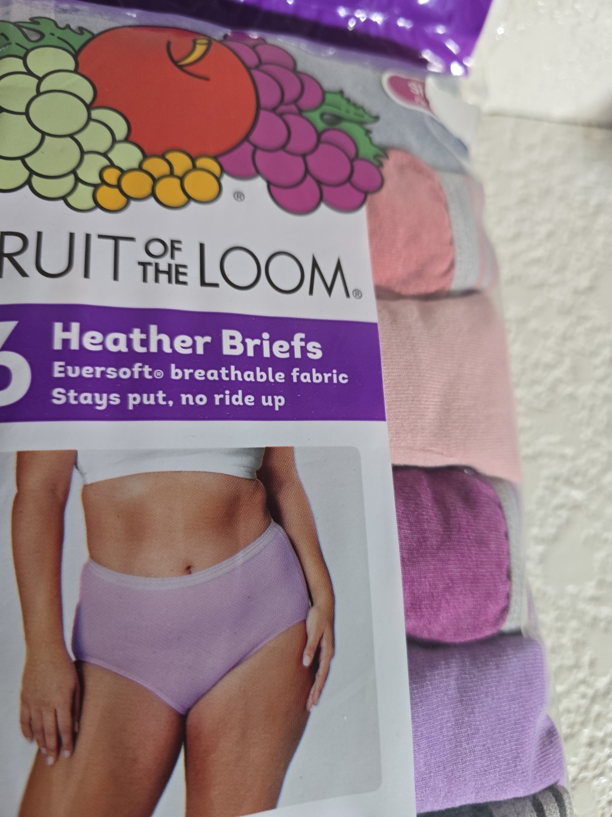 FRUIT OF THE LOOM HEATHER BRIEFS MULTI COLOR PANTIES 6 PAIRS WOMEN’S SIZE 9/2X