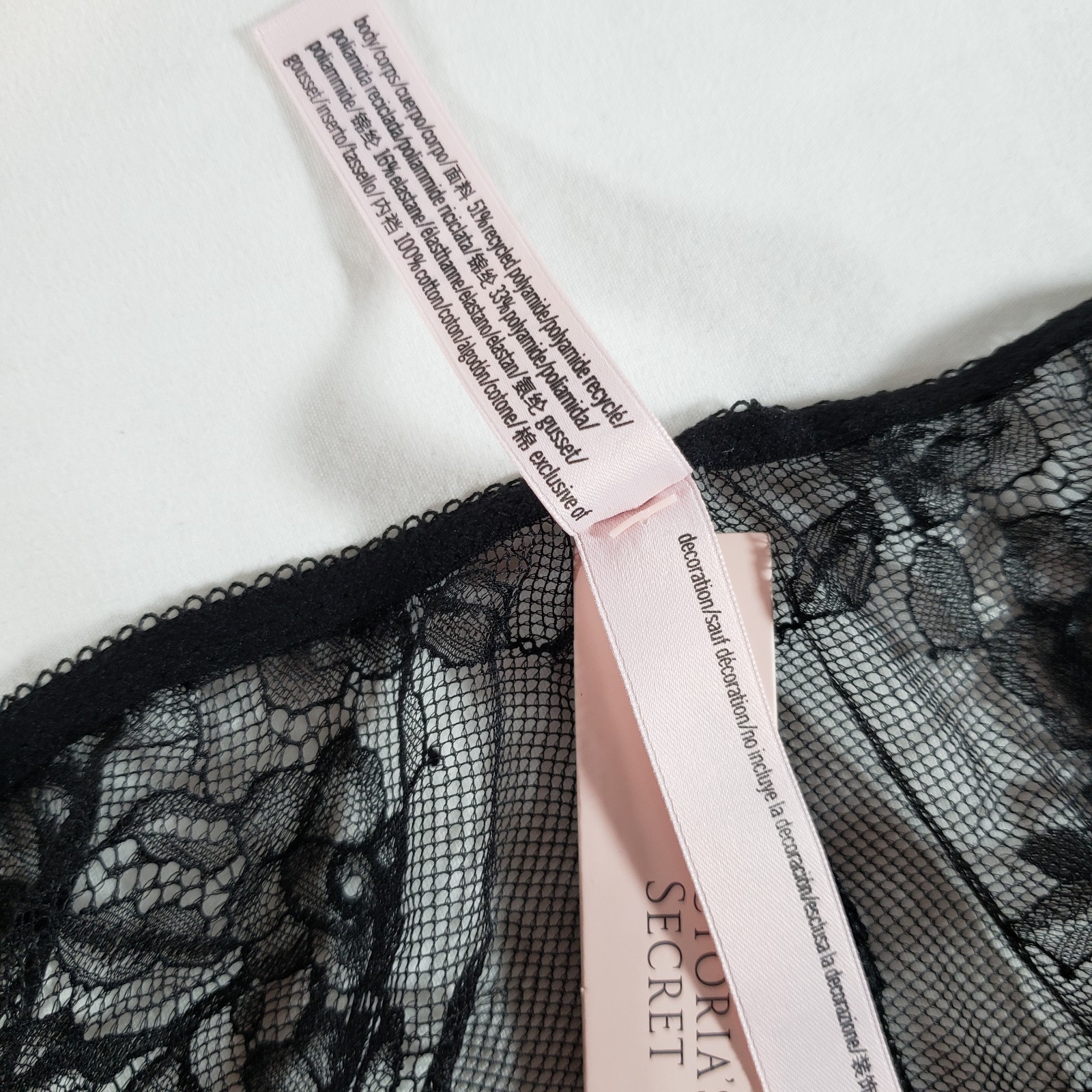 Victoria’s Secret Rose Lace Adjustable Brazilian Large Black