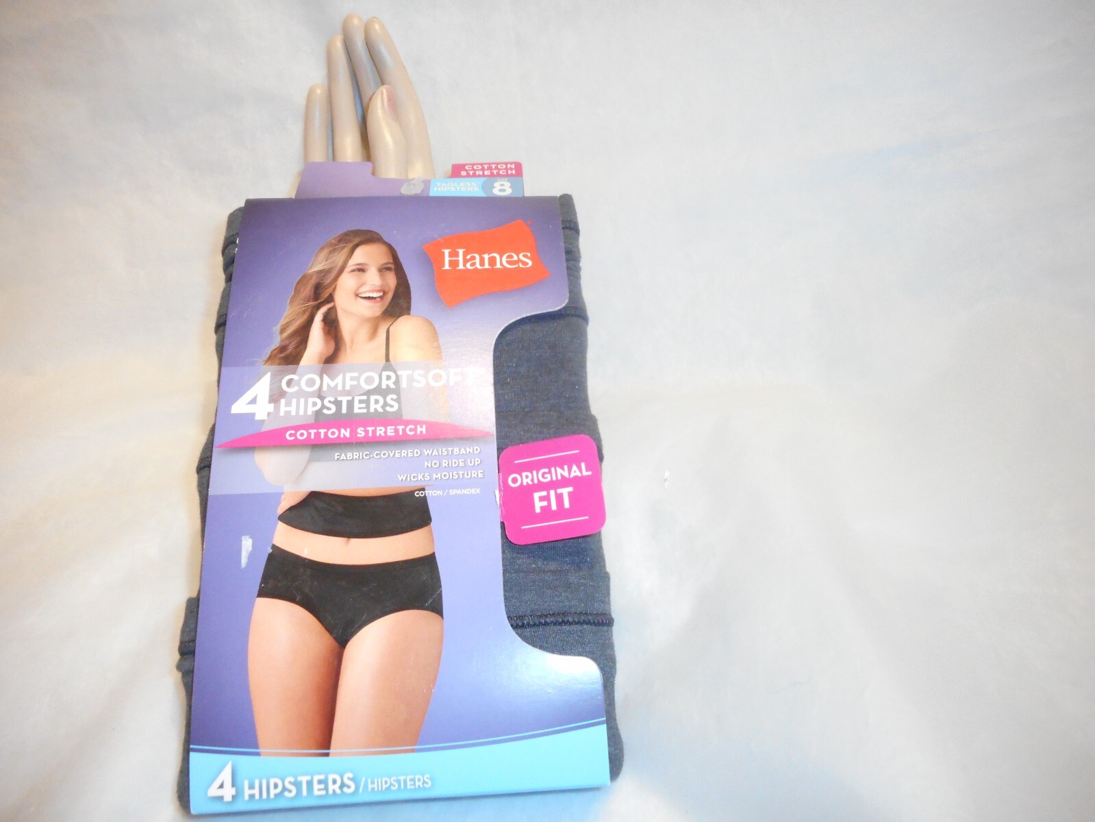 Hanes 4 Pack Comfortsoft Black Hipster Cotton Stretch Panty Size8/ XtraLarge