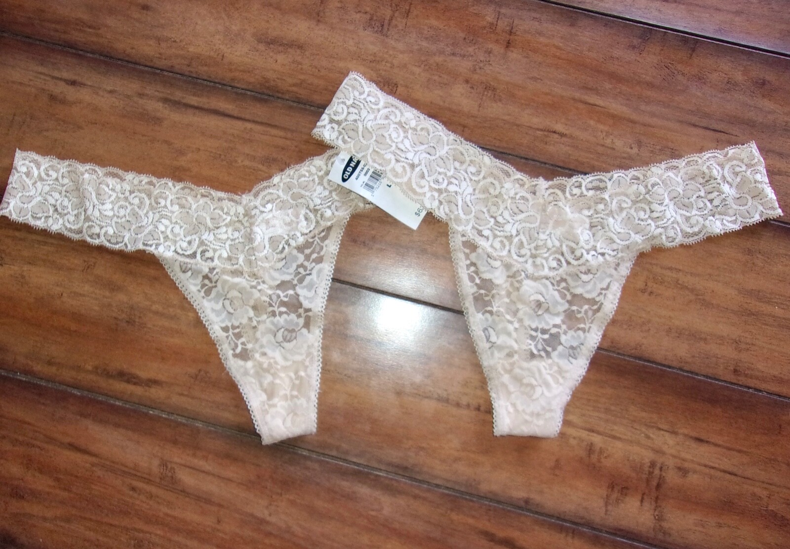 OLD NAVY by GAP ~ New! Sz Large LOT of 2 ~ Nude HIGH CUT LEG Thong Panty Panties