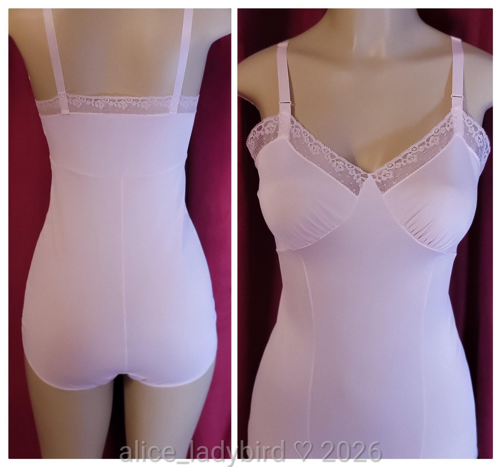 Vintage TEDDY Slip ROMPER Panty FLORAL Pink BODYSUIT Adult Playsuit ~S/M 34-36