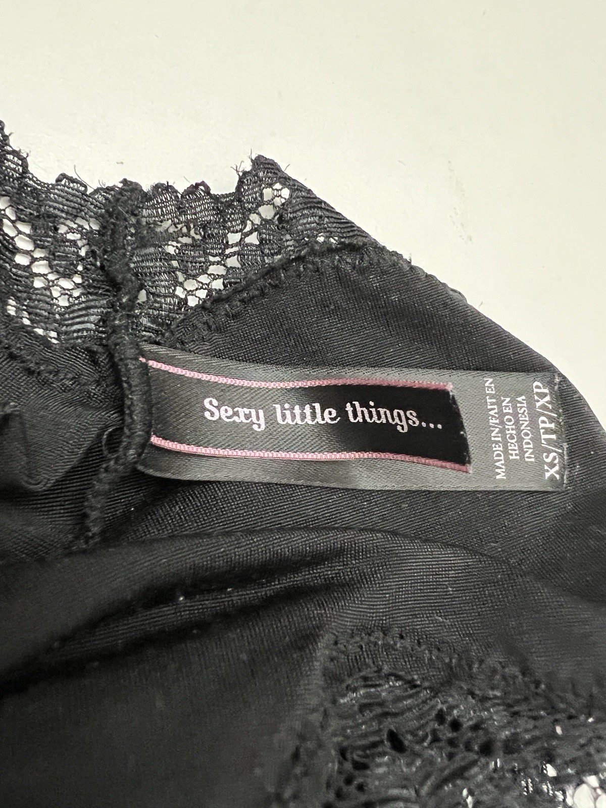 VTG Victoria’s Secret Sexy Little Things Black Satin lace Cheekini Panties XS