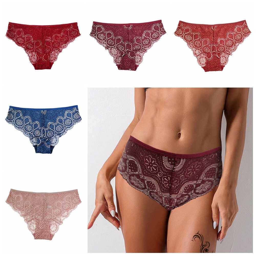 5P Women Ladies Plus Size S-XL XXL Luxury Floral Briefs Panties Knickers Undies