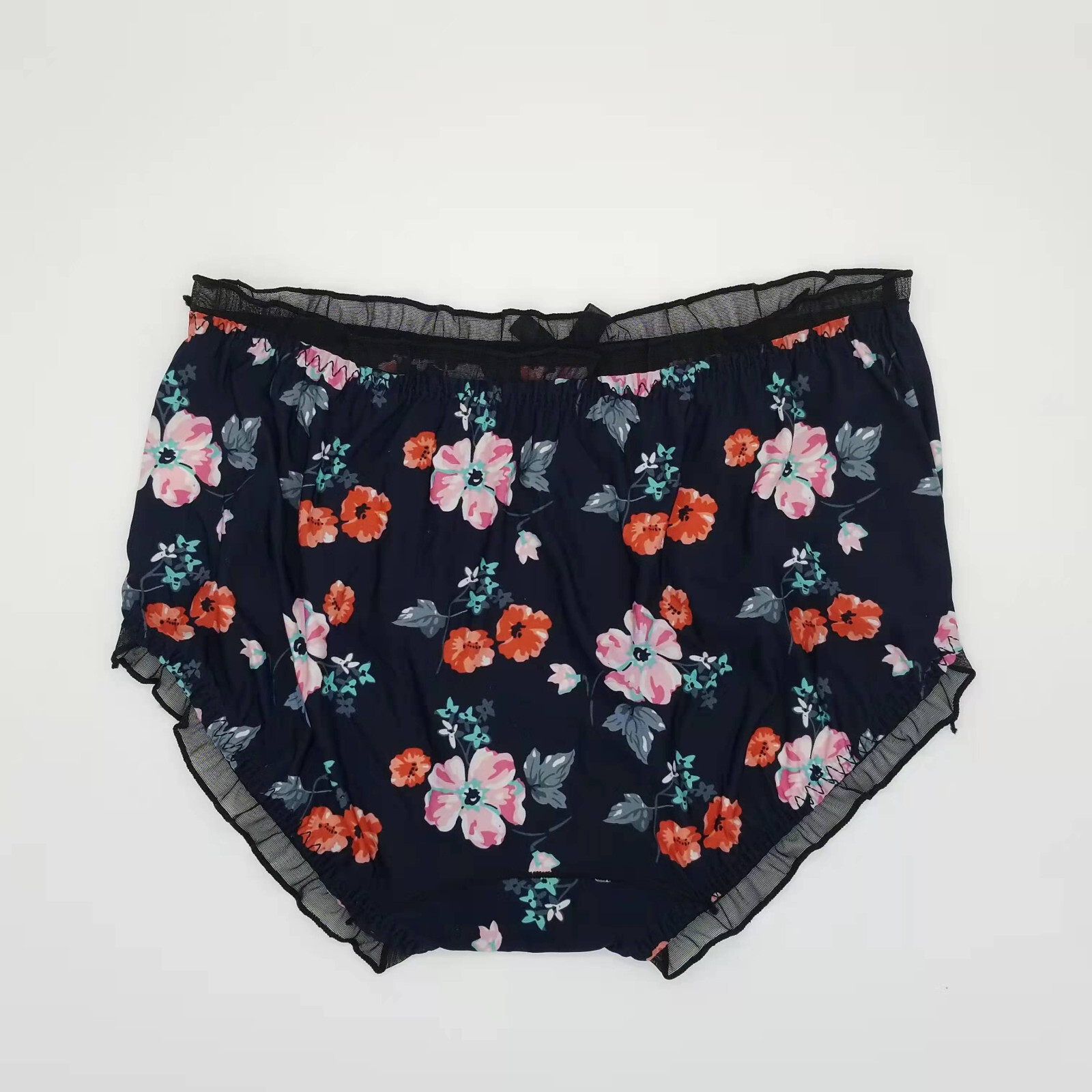 Floral Black Mesh Ruffle Lace Underwear Panties Size M – L Romantic Flowers