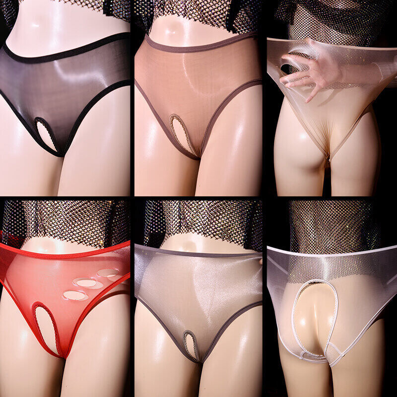 Womens Ultra-thin See Through Oil Shiny Glossy Briefs Underwear Panties Knickers