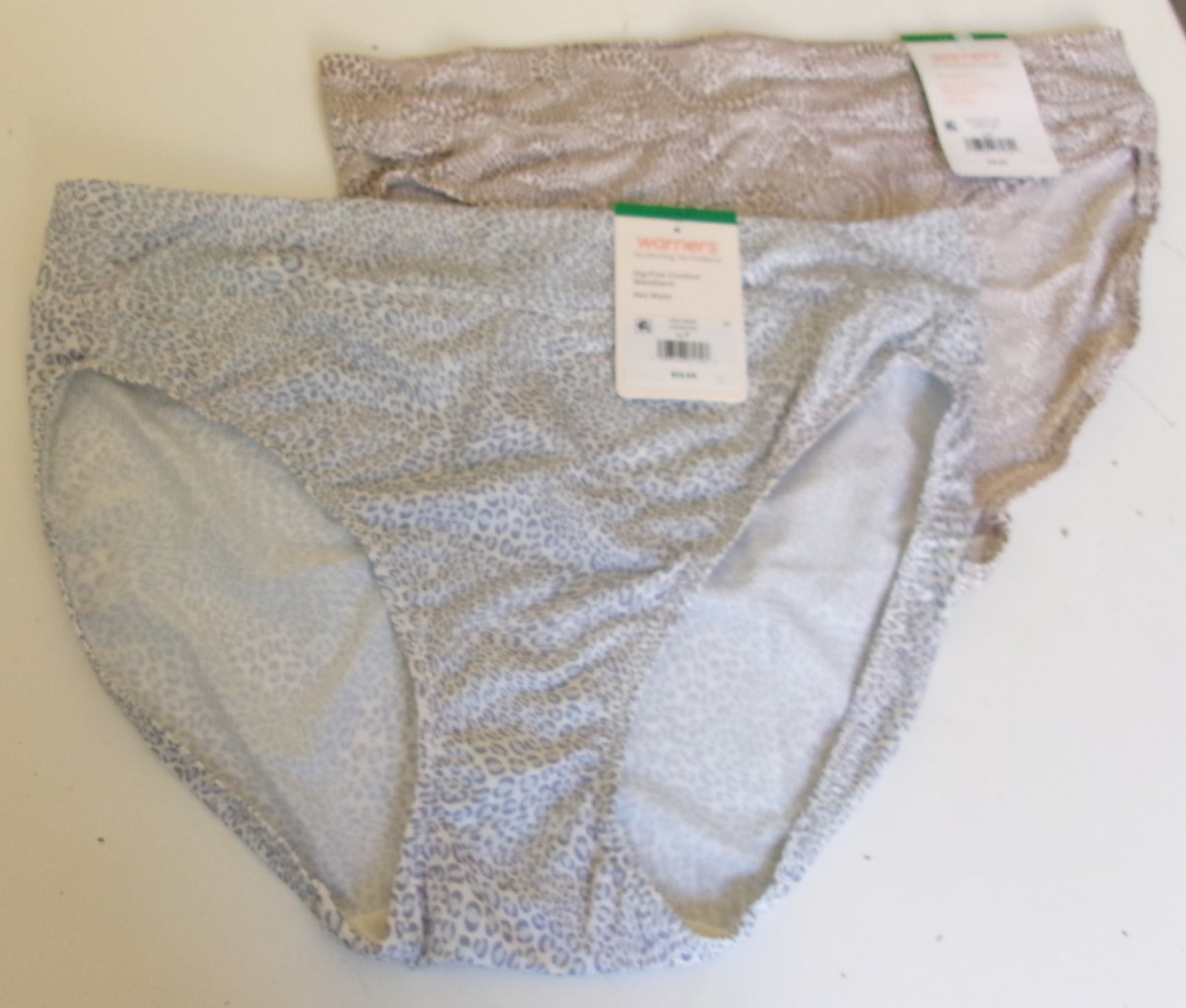 Two Warners Hi Cut briefs Size 7 animal and paisley prints WR1538