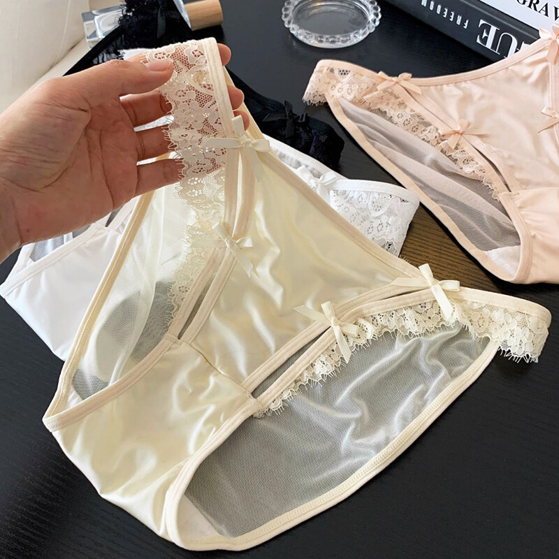 4 Pack Lot Sexy Womens Satin Panties Underwear French Sheer Lace Bikini Lingerie