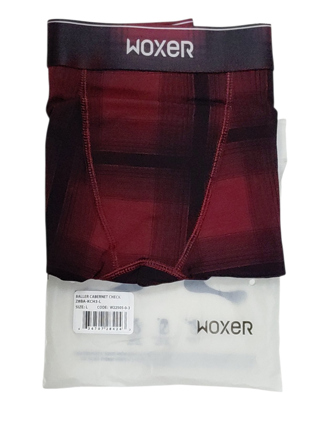 Woxer Baller 5″ Boxer Brief for Women Large Cabernet Check NIB
