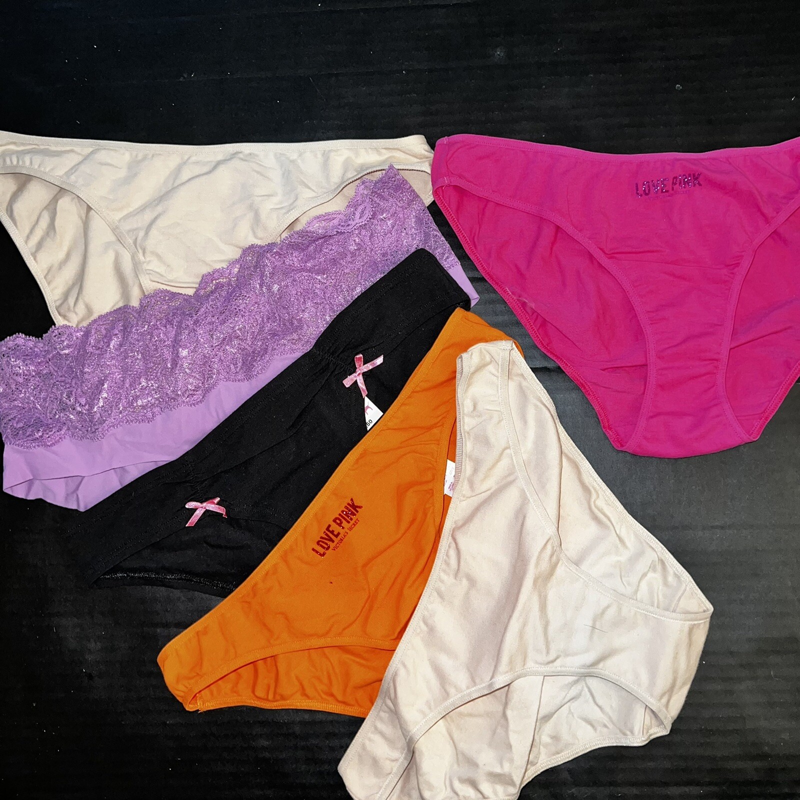 Victoria’s Secret PINK S panty LOT Lilac neon ORANGE Pink Blue Black Beige bow