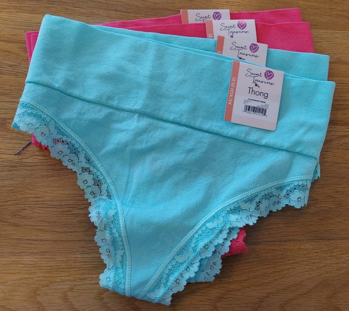 4 Secret Treasures Wideband or Nylon Thongs Size XXL 20/2X-3X/XL16-18/S4-6/XS0-2