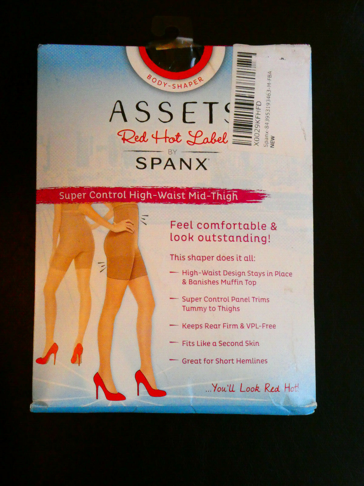 ASSETS SPANX SUPER CONTROL HIGH-WAIST MID THIGH SHORTS IN BLACK SIZE 6/ F NEW