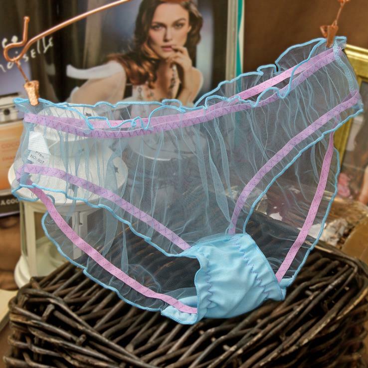 2Pcs Mesh Lingerie Ultra-thin Underwear Transparent Lace Knicker Women Panties