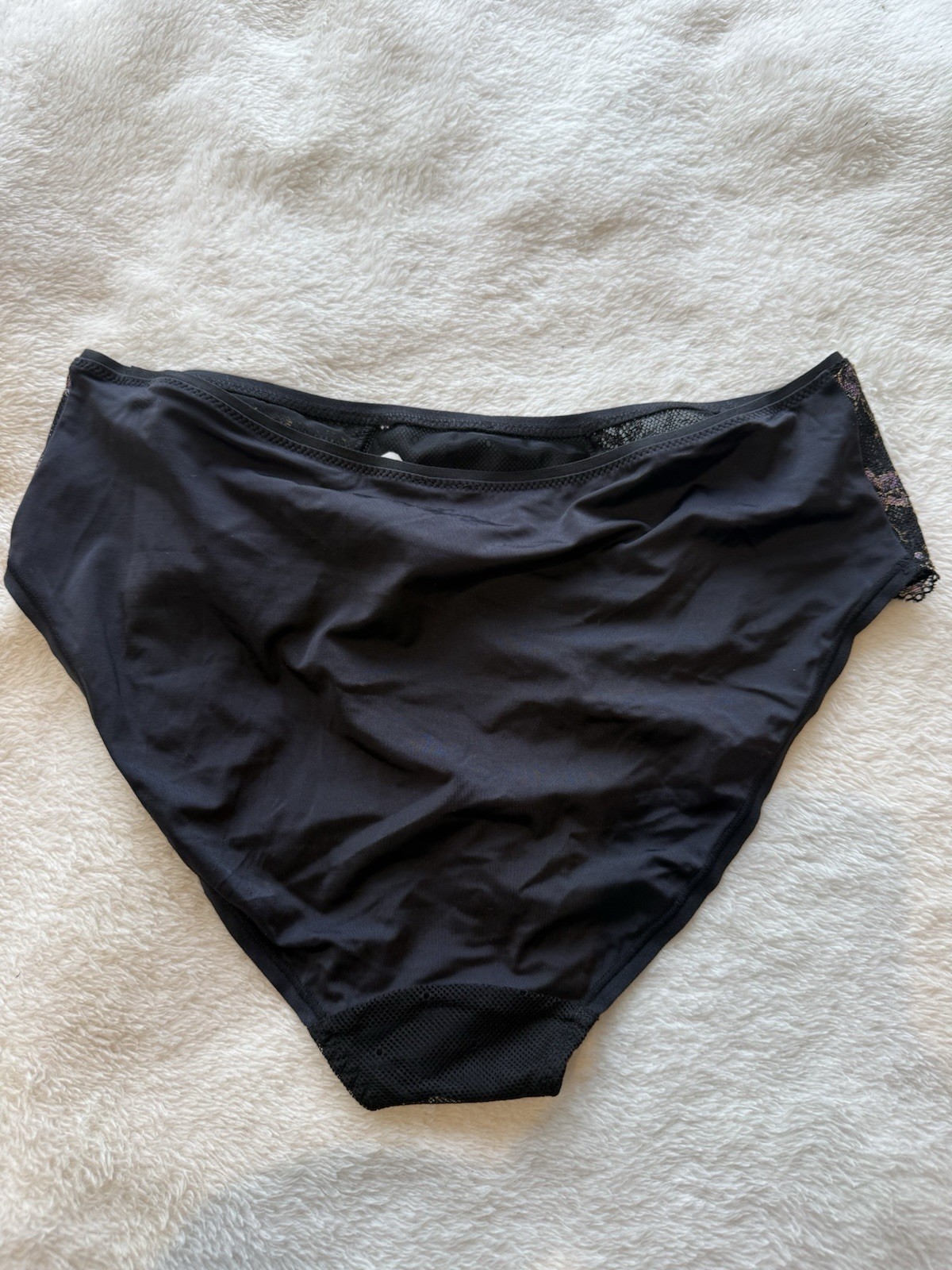 Rosa Faia High Waisted Brief UK32 Black W Gold/Lilac Floral Embroidery RRP £39