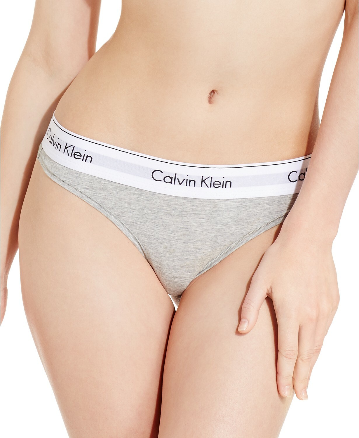 Calvin Klein L61132 Grey Modern Cotton Thong Size XS
