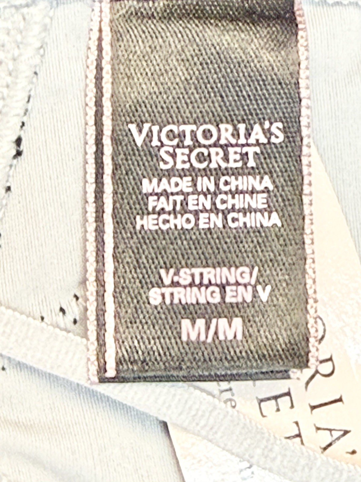 2015 Victorias Secret Very Sexy Triple Strappy Lace Trim V-string Panty Grey MED