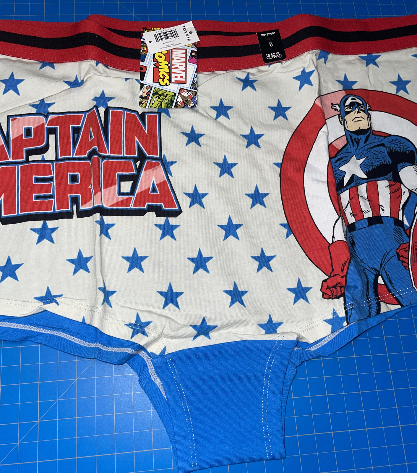 Torrid Curves Marvel Captain America Boy Short Panties Size 6