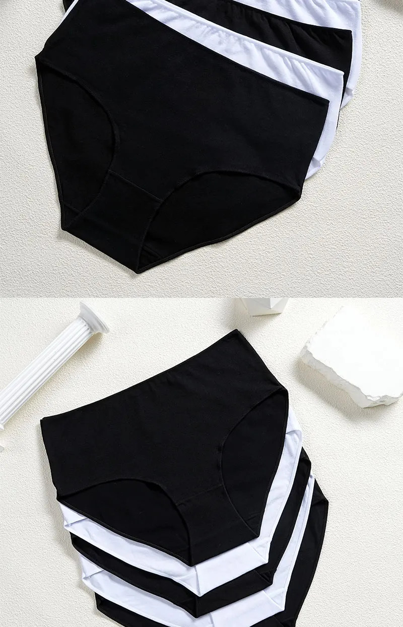 High Waist Cotton Panties Women’s Solid Seamless Soft Stretch Briefs 5 Pcs
