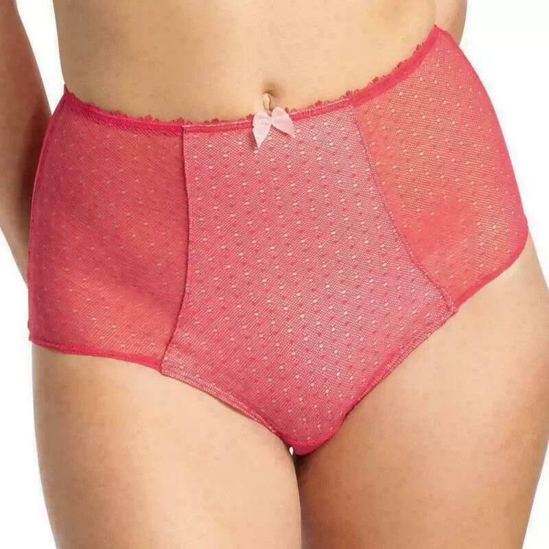 Freya Gem Brief Rouge Red Size S 10 12 Lace High Waisted Mesh Knickers 1365 New