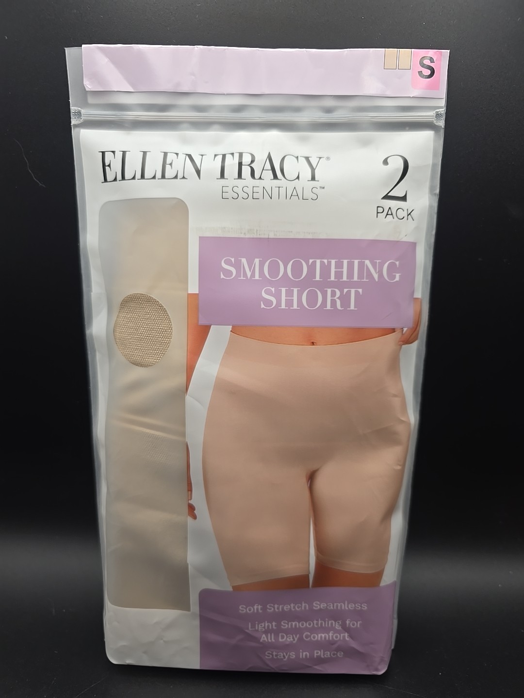 Ellen Tracy Women’s 2-Pack Body Hugging Smoothing Short Size Small Sunbeige