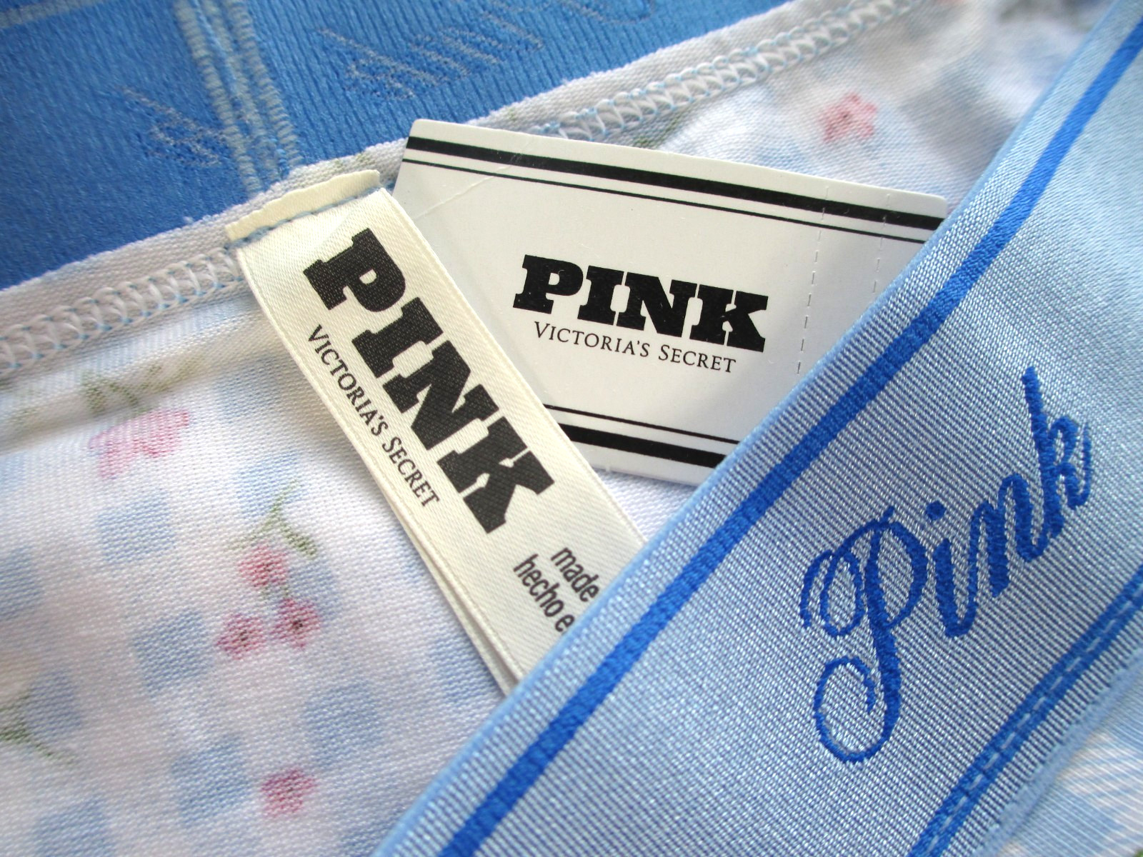 VICTORIA’S SECRET PINK Cotton Boyshort Panty S M L XL Blue Gingham NWT Logo Band