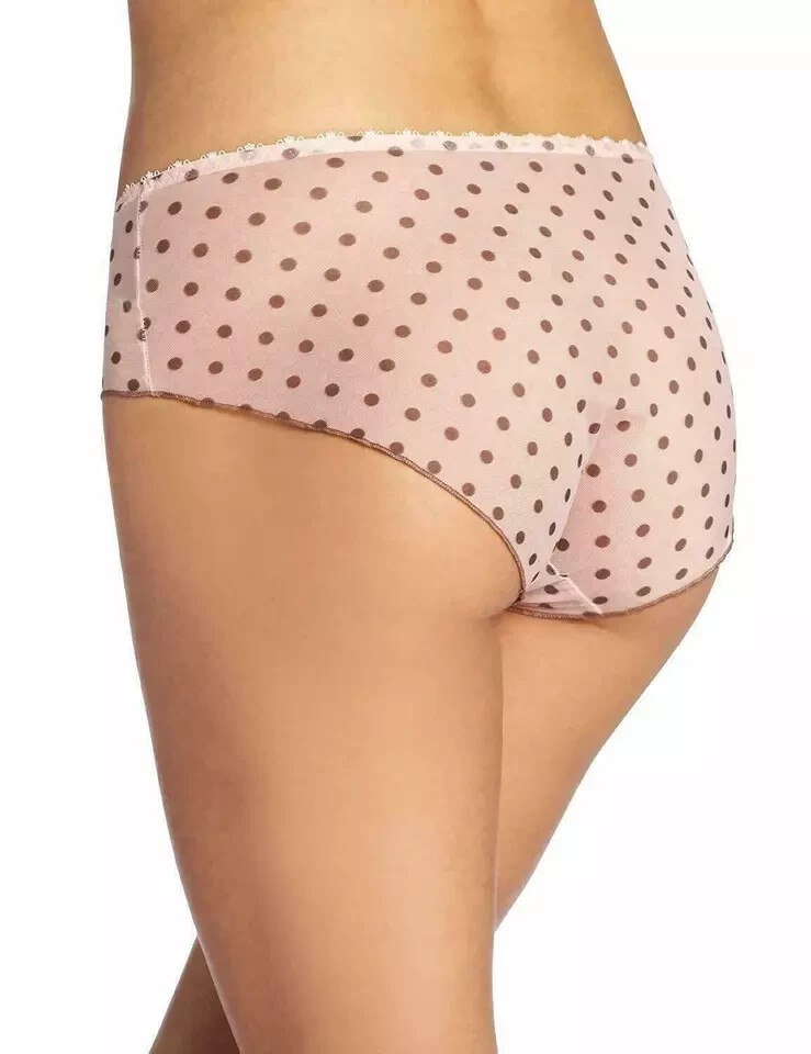 Freya Patsy Short Brief Pink Brown Spot XS 8 10 Semi Sheer Mesh Knickers 1226