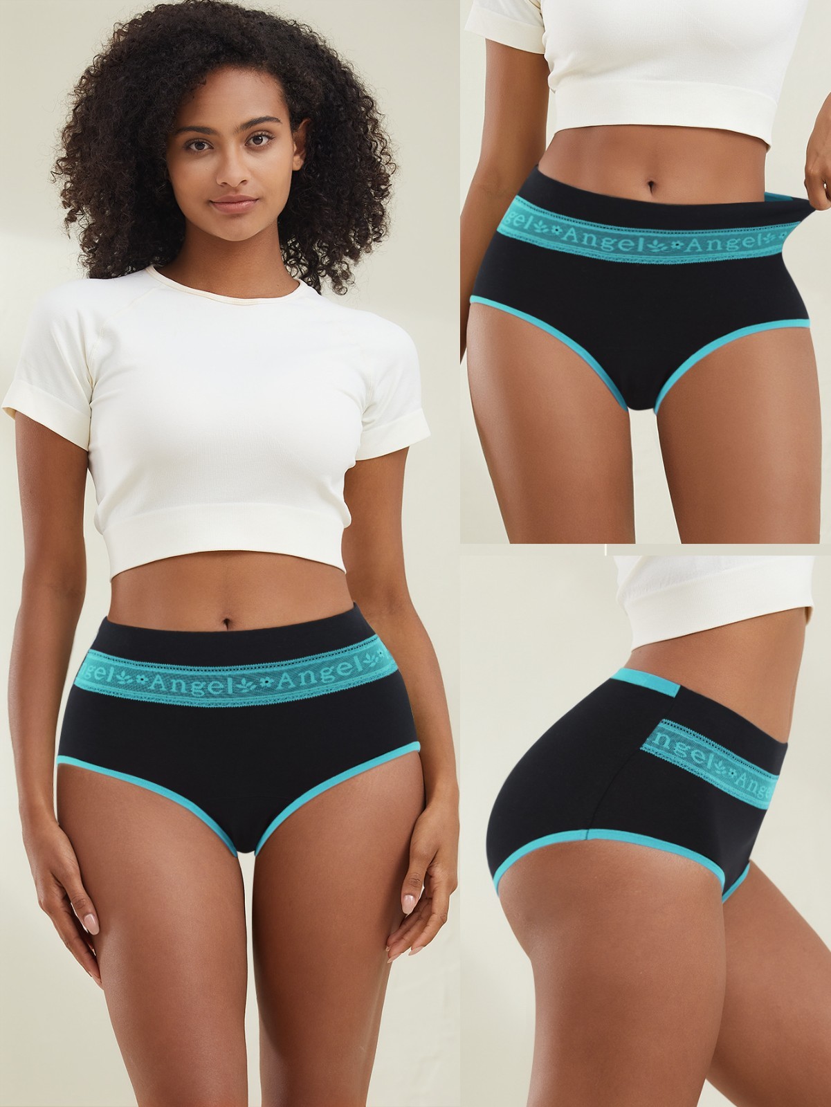 4 Pack High Waist Colorblock Jacquard Panties – Butt Lift Tummy Control Bikini