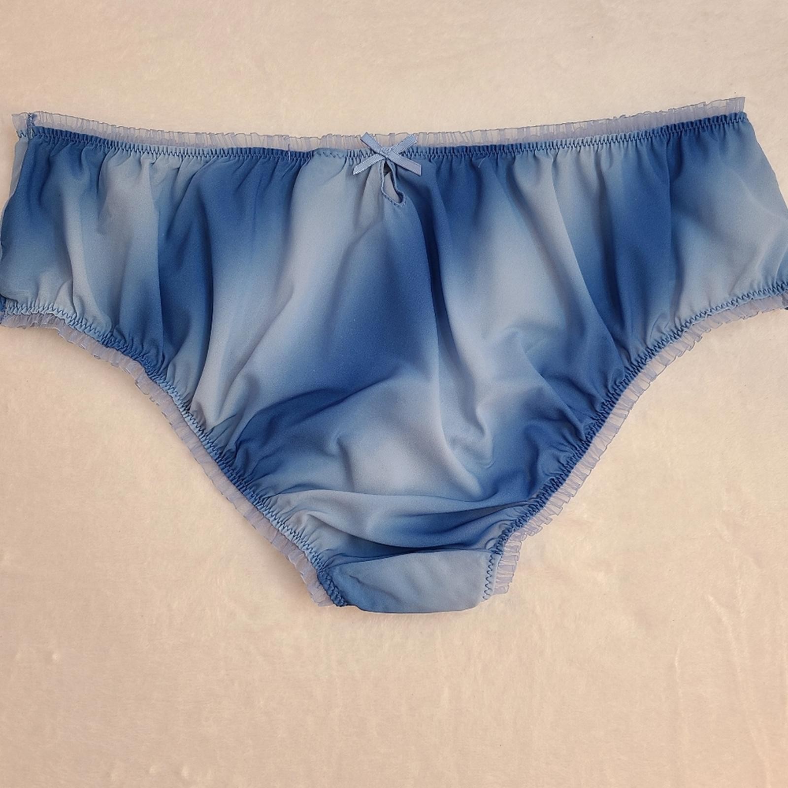 Rare VTG Aerie Cloud Dye Chiffon Ruffle Hipster Bikini Panty Size Lg Blue
