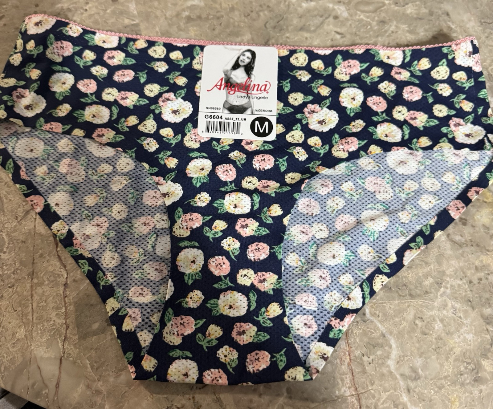 ANGELINA LADIES LINGERIE PANTY! FLORAL. MEDIUM ( RUNS SMALL ) NEW!