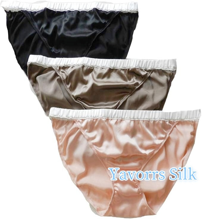 Yavorrs 3Pairs Womens 100% Silk String Bikini Silk Panties SIZE: S