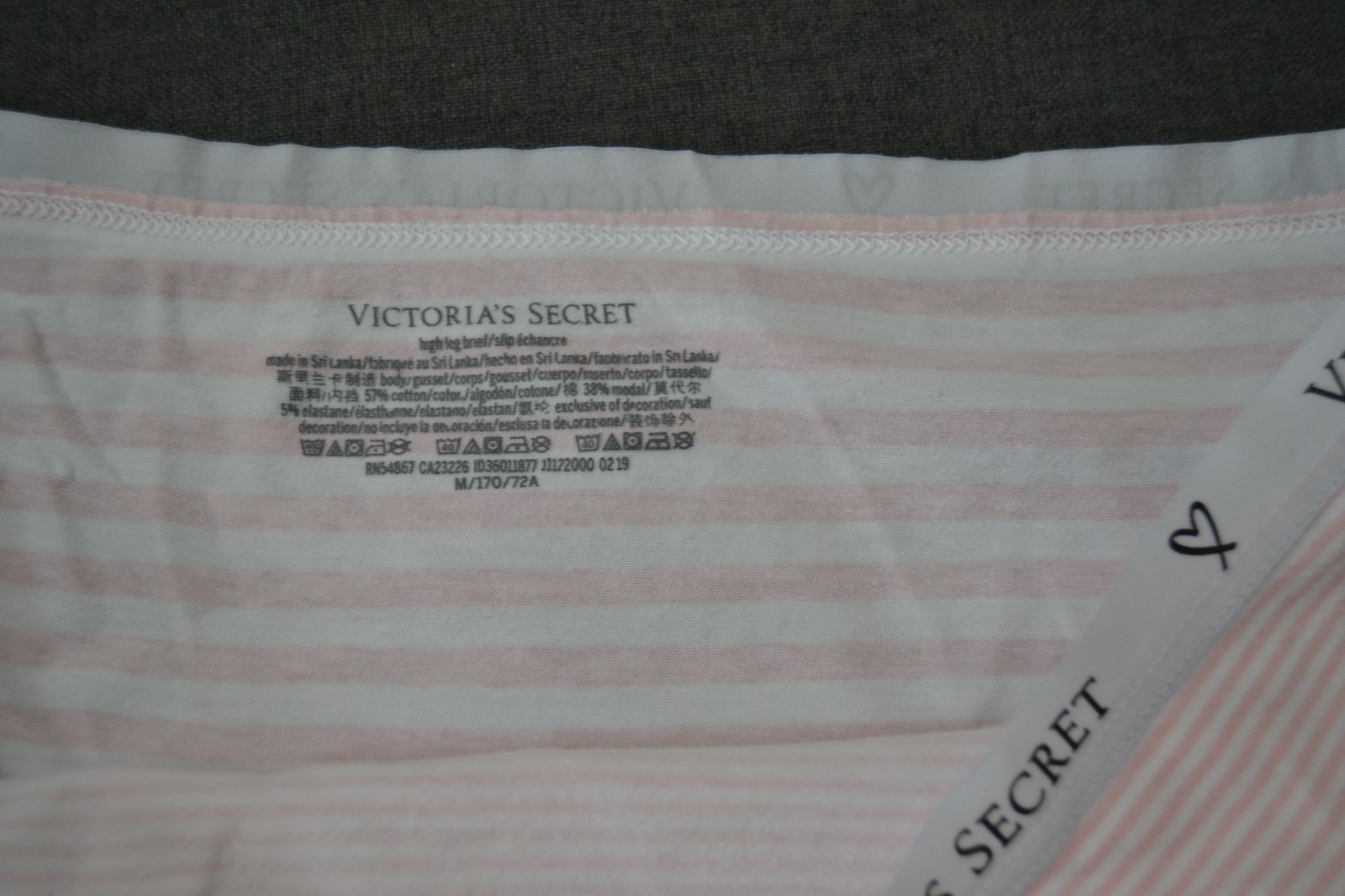 Vtg Victoria’s Secret STRIPED PASTEL PINK Cotton Size M Signature HIGH-LEG BRIEF