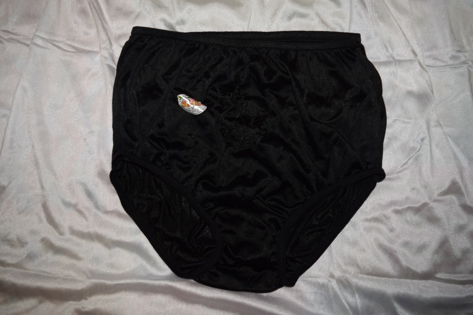 6 NEW BLACK NYLON BRIEF PANTIES NWT XL
