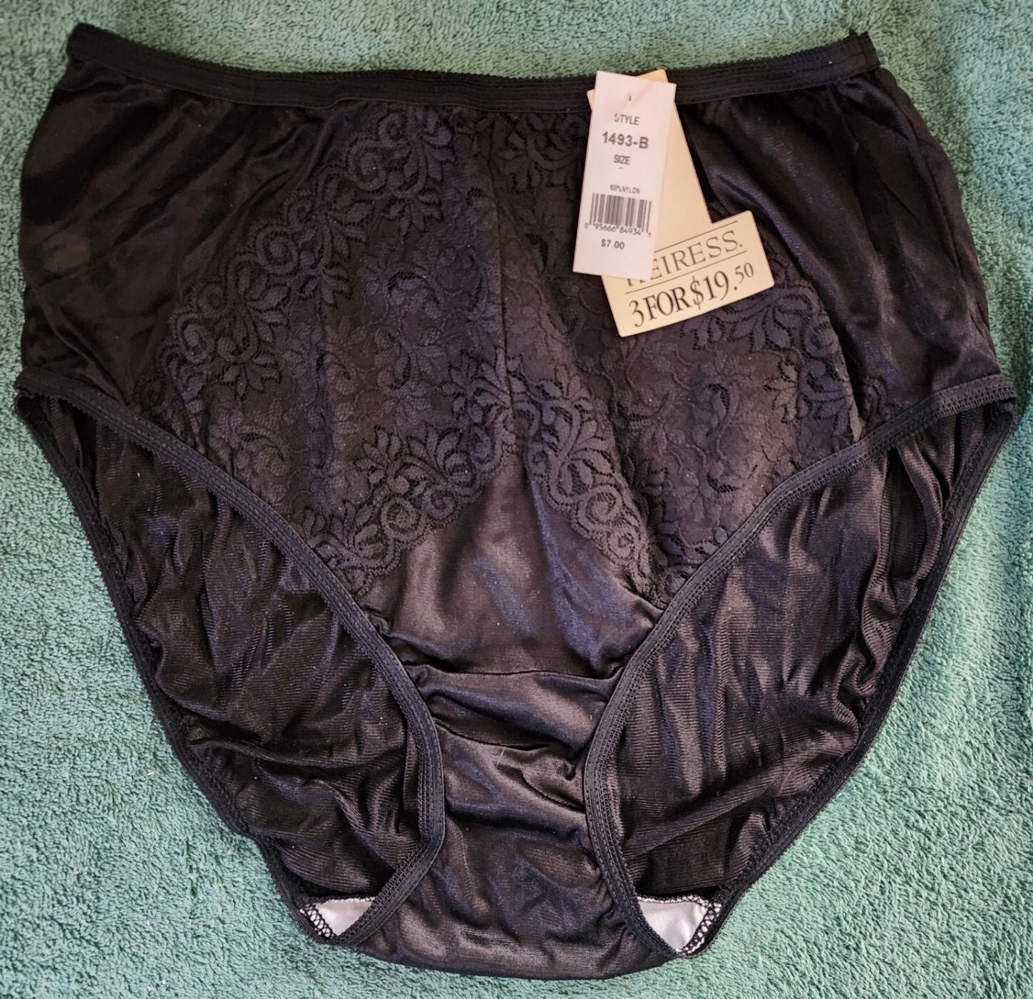 3 Pair Black Pantie 100% Nylon Size 11 Look Sexy Lace Front Made in USA Panties