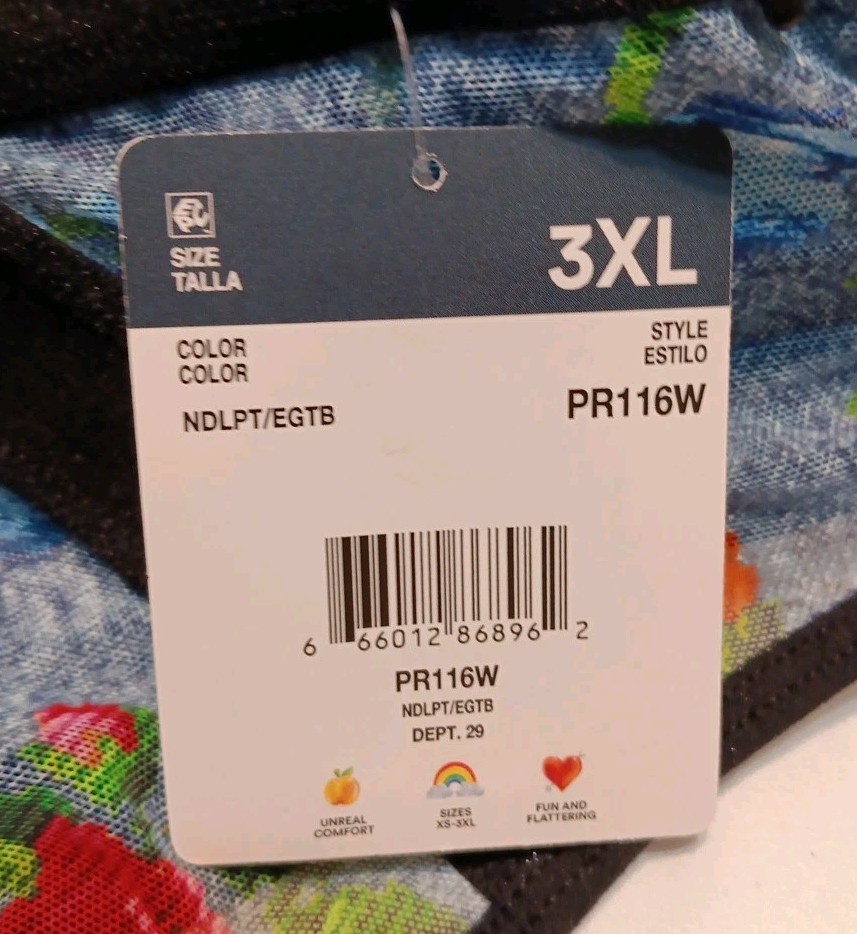 NWT 2-Pack Mesh Thong Panties, Parade XXXL, Black, Blue Floral, Crisscross Front