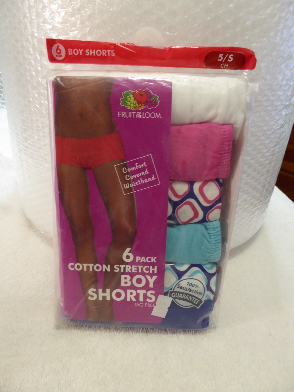 Women’s Fruit Of The Loom 6 Pack Boy Shorts Tag Free Panties Size 5/S NEW SEALED