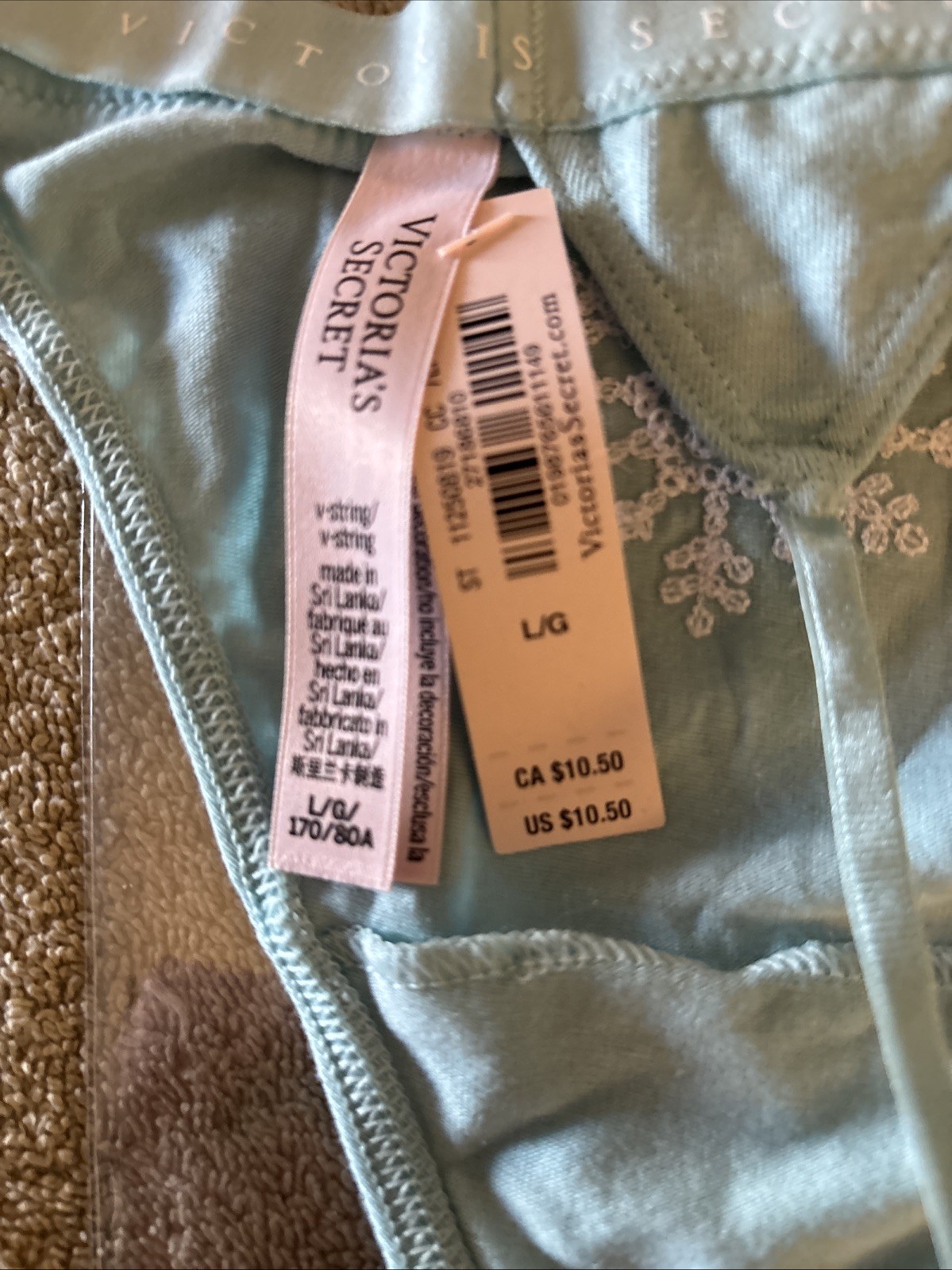 Victoria’s Secret Large light blue snowflake V string panties