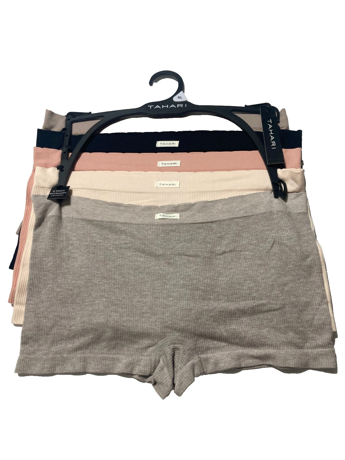 New Tahari Seamless Boyshort Panties 5-Pack XL Ribbed Stretch NWT