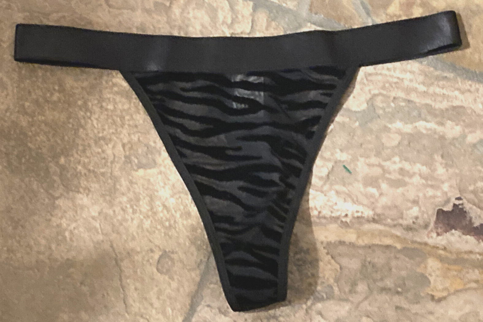 1222 Sheer Med Sheer Black Zebra Striped Hi Leg RIO Cheeky Panty NWOT #276