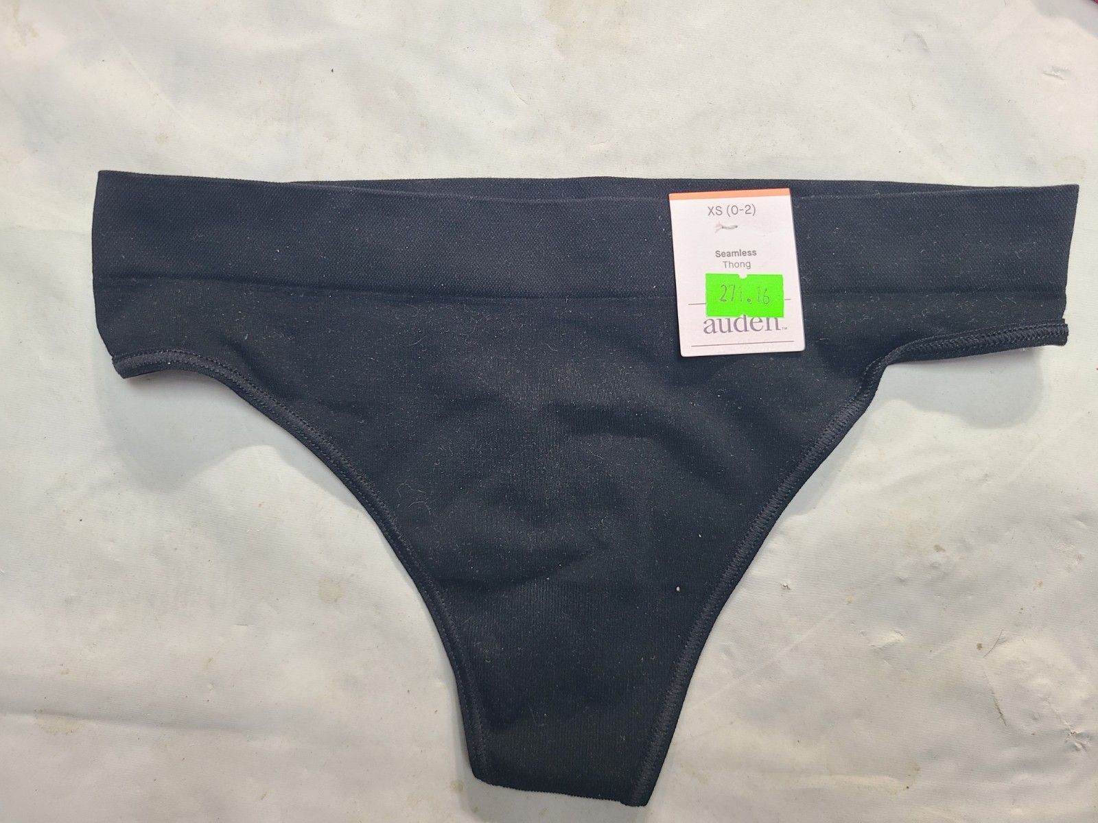 Women’s Seamless Thong Underwear Auden Black Lightweight Nylon Spandex Size XS