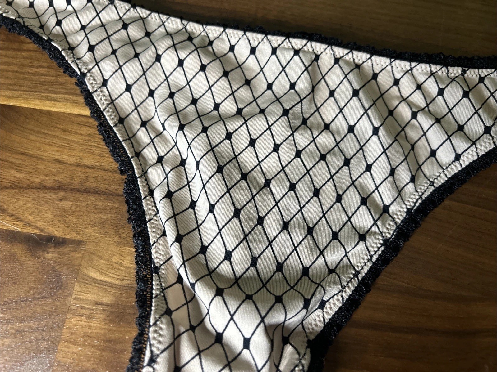 Vtg VICTORIA SECRET SEXY LITTLE THINGS BIKINI PANTIES L Lace Up Back Second Skin