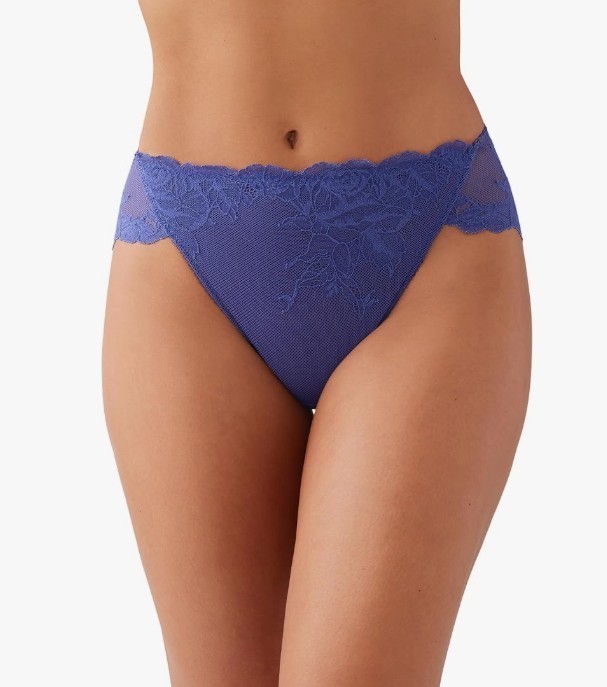 NWT Wacoal 841384 Vivid Attraction Embroidered Mesh Hi Cut Brief Panty Purple XL
