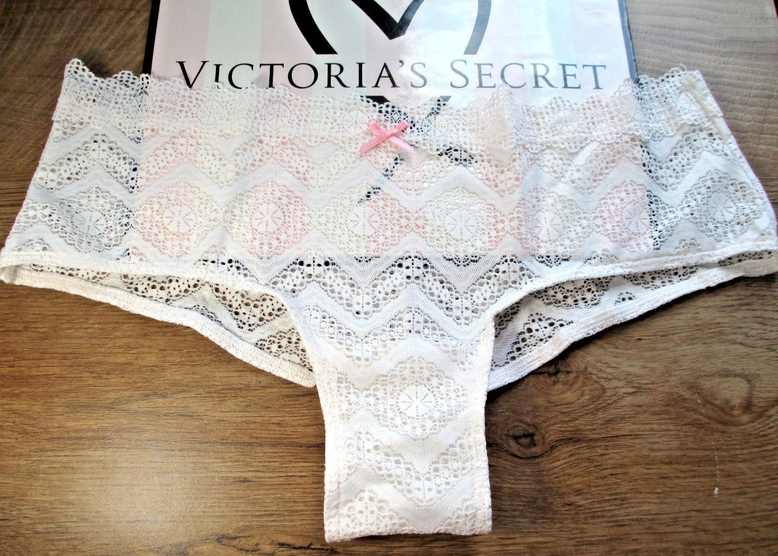 VICTORIA’S SECRET PINK Wink Cheeky Panty S M L XL Coconut White NWT Lace VS