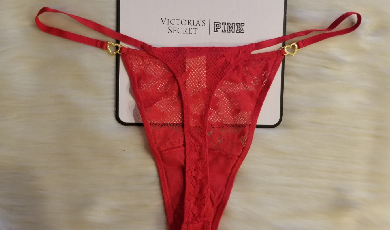 VICTORIA’S SECRET DREAM ANGELS HEART HARDWARE LACE THONG PANTY XL RED NWT