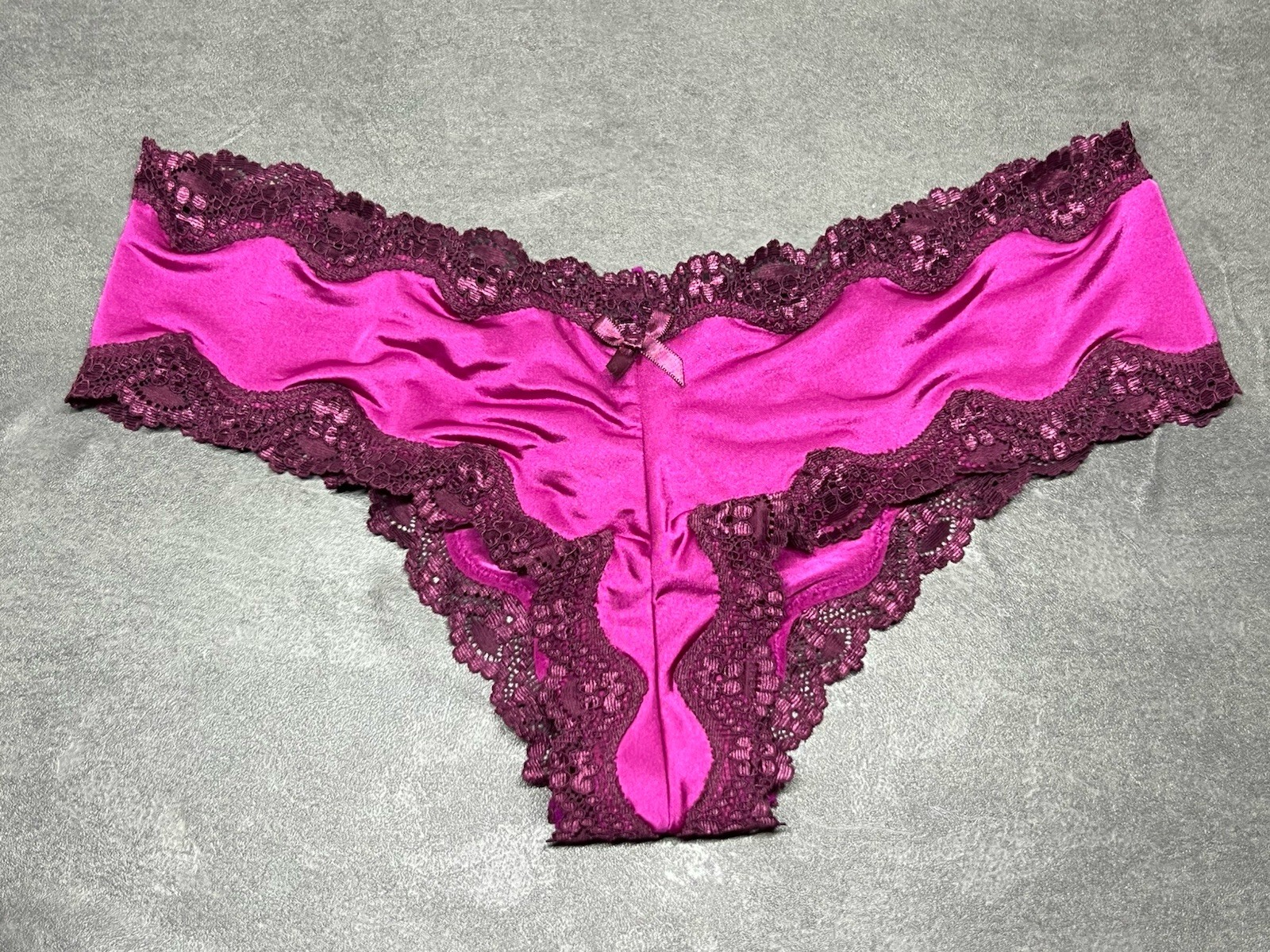 Vintage Victoria’s Secret Silky Satin Cheeky Panty Raspberry Magenta M New