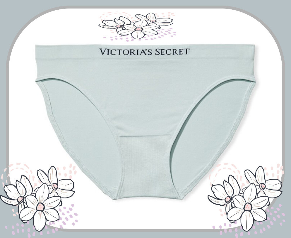 M Soft Dove Grey Gray Foggy Cloud LOGO Seamless Victorias Secret Bikini Pantie