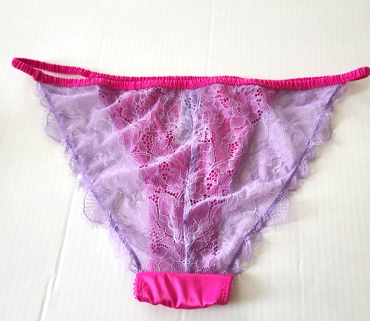 Love Stories Wild Rose Lace Satin Brief Panty Pink US Sz 10 M Flirty Sexy NWOT